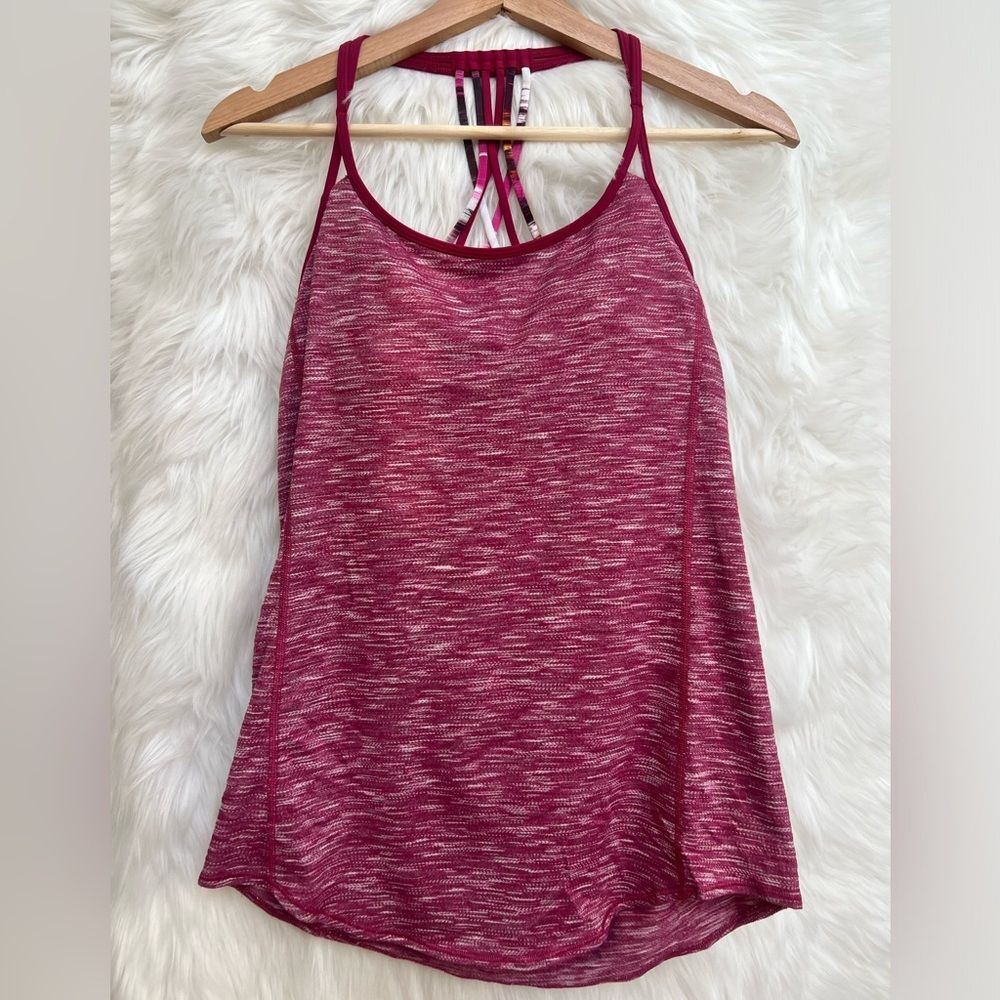 Lululemon Lighten Up Tank strappy open back tank pigment wind berry rumble multi